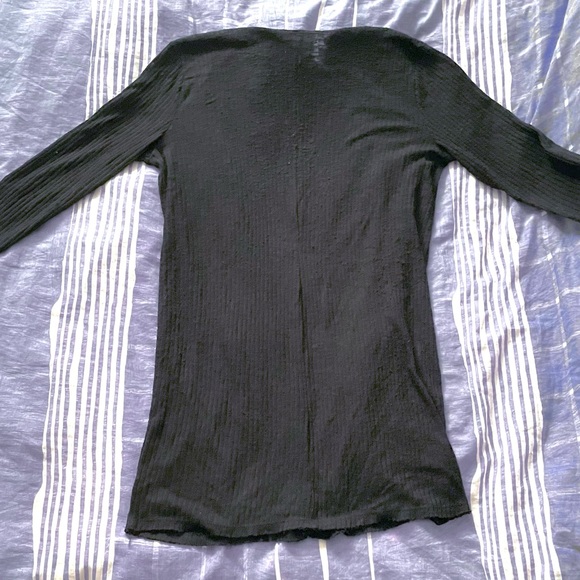 [SOLD] Black Lightly Woven Long Duster Cardigan [One Size] 🖤 - Picture 2 of 4